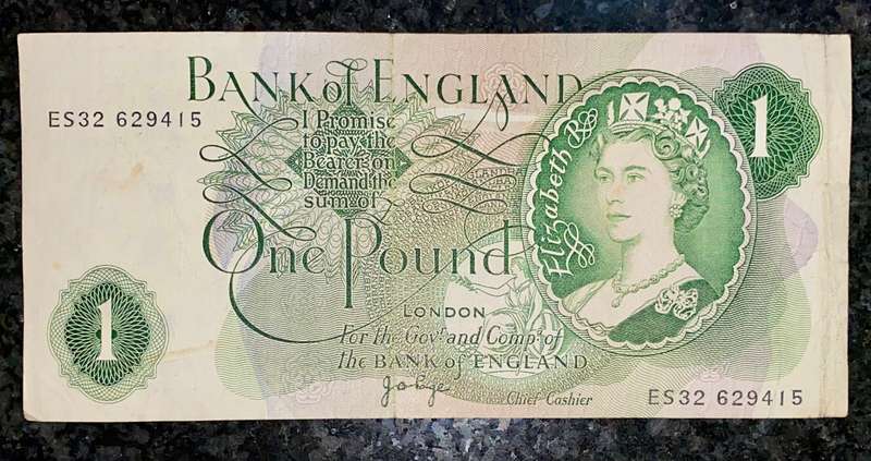 Britian 1 pound bank of England