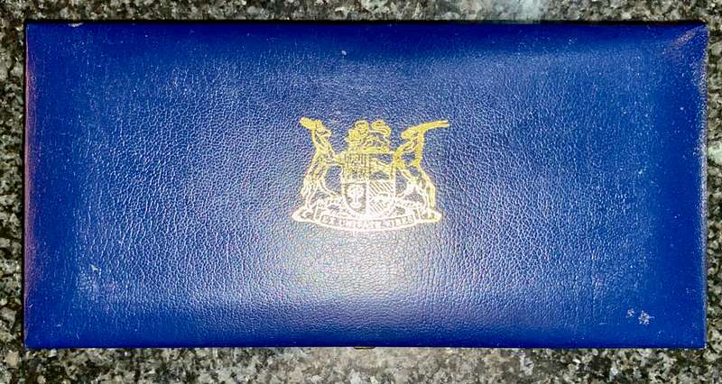 South Africa Proof set silver R1 TO 1/2 cent 1983 blue SA mint box
