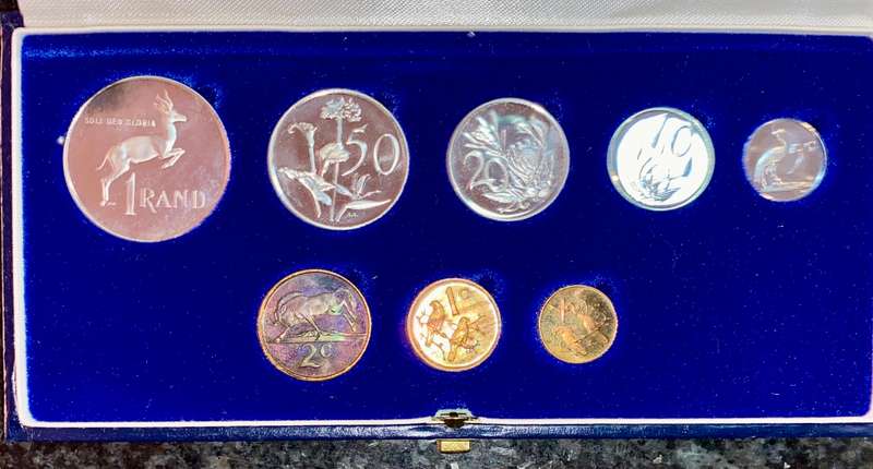South Africa Proof set silver R1 TO 1/2 cent 1983 blue SA mint box