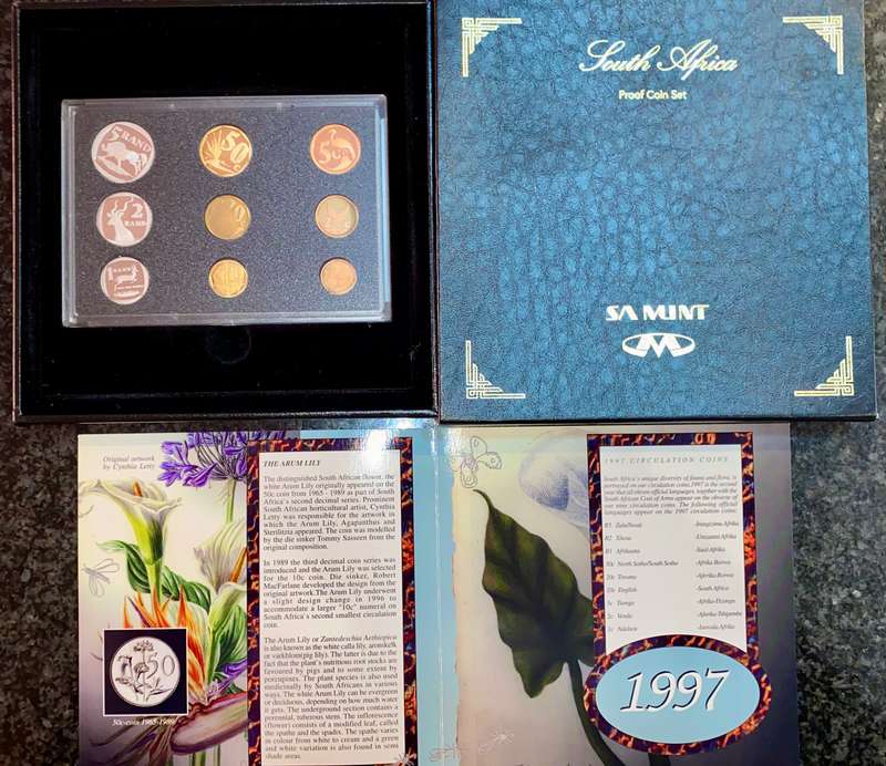 SA Mint Proof Set R5 to 1 cent -- 1997 in original SA mint box