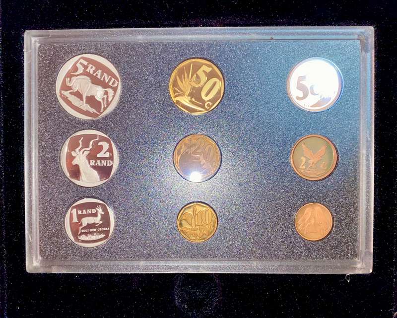 SA Mint Proof Set R5 to 1 cent -- 1997 in original SA mint box