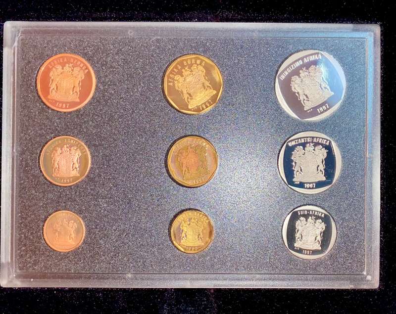 SA Mint Proof Set R5 to 1 cent -- 1997 in original SA mint box