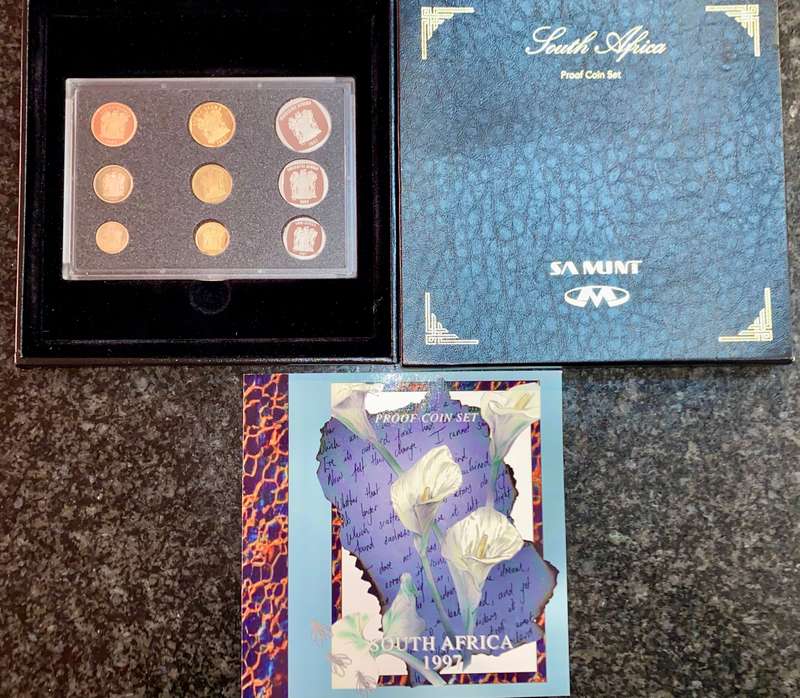 SA Mint Proof Set R5 to 1 cent -- 1997 in original SA mint box