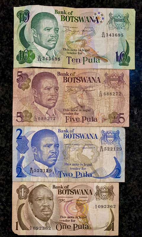 Botswana Set 10 pula to 1 pula 1982 (1 bid takes all)