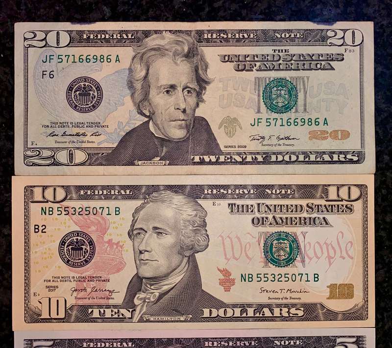 USA Set 20 dollar to 1 dollar 1993-2017 green seal (1 bid takes all)
