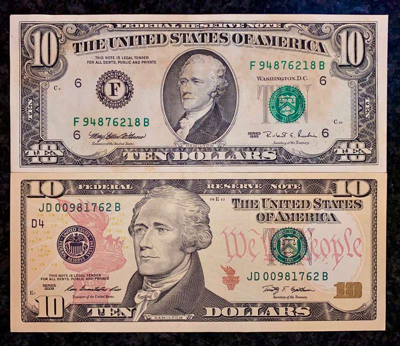 USA Set 10 dollar Atlanta 1995 & Cleveland Federal Reserve 2009 (1 bid takes all)