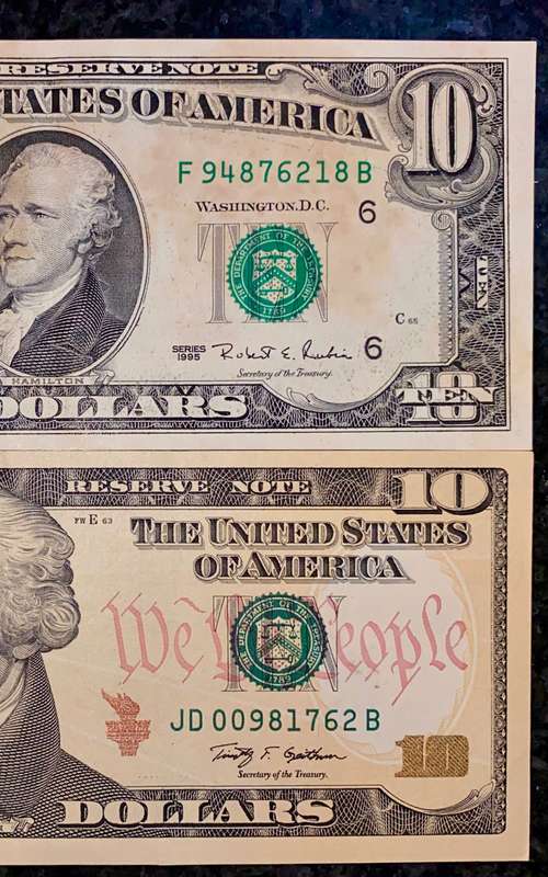 USA Set 10 dollar Atlanta 1995 & Cleveland Federal Reserve 2009 (1 bid takes all)