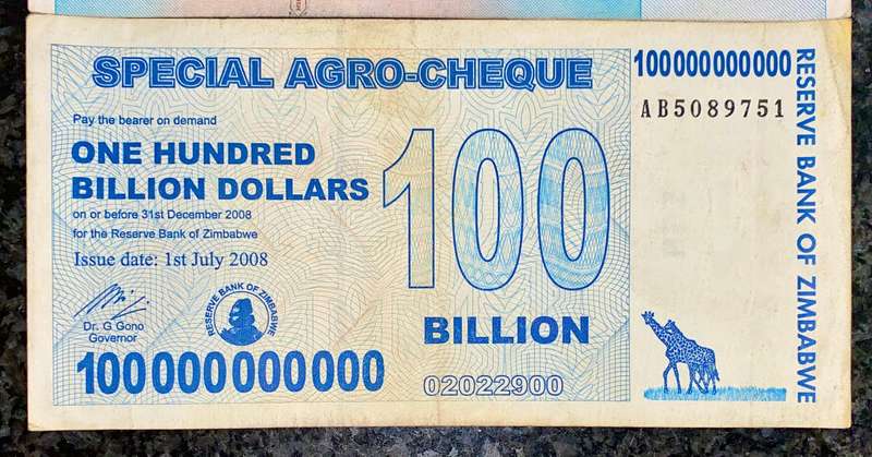 Zimbabwe Set - 100 Trillion dollars & 100 Billion dollars 2008 - 100% Authentic (1 bid takes all)