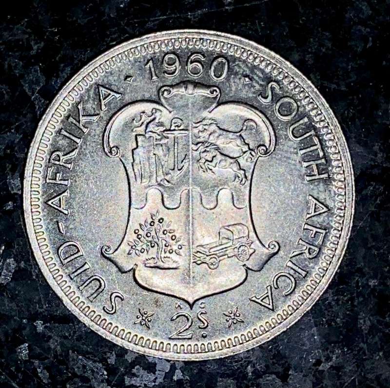 SA Union silver 2 shilling 1960 UNC
