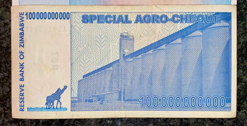 Zimbabwe Set - 100 Trillion dollars & 100 Billion dollars 2008 - 100% Authentic (1 bid takes all)