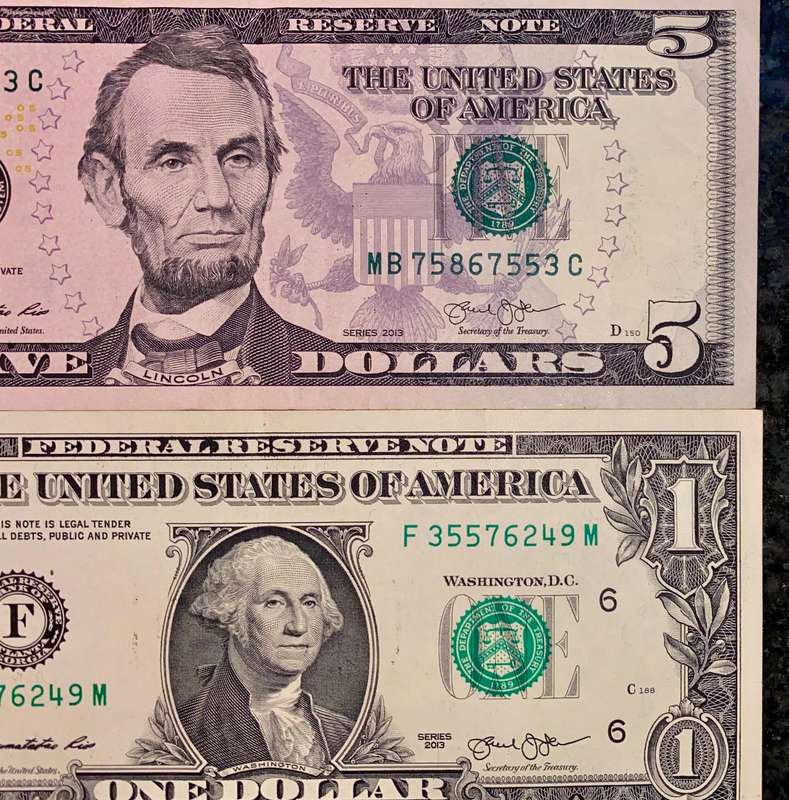 USA Set 5 dollar New York & 1 dollar 2013 Atlanta Federal Reserve (1 bid takes all)