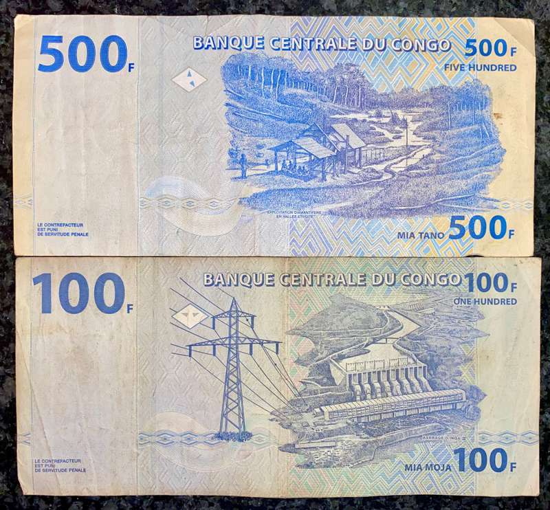 CONGO SET 500 FRANCS 2002 & 100 FRANCS 2000(1 BID TAKES ALL)