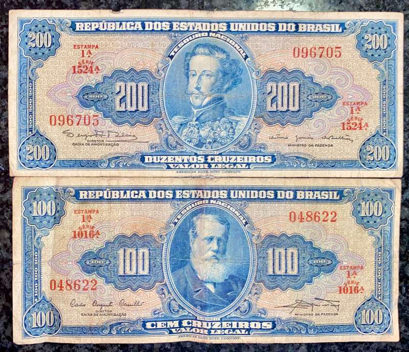BRASIL SET 200 CRUZEIROS  & 100 CRUZEIROS (1 BID TAKES ALL)