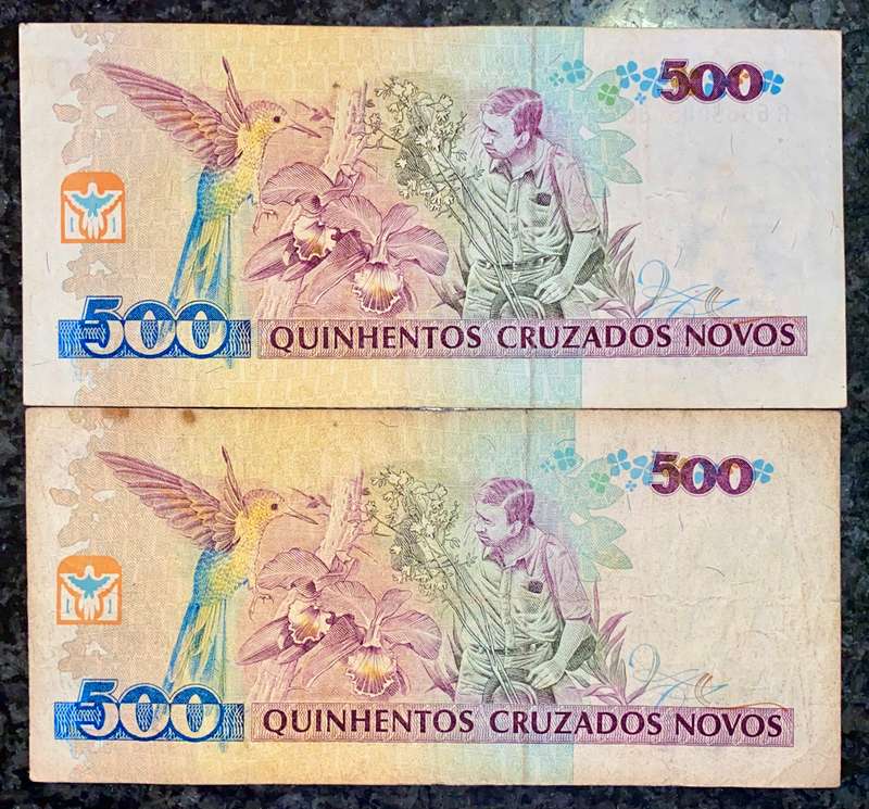 BRASIL SET 500 CRUZADOS STAMPED (1 BID TAKES ALL)