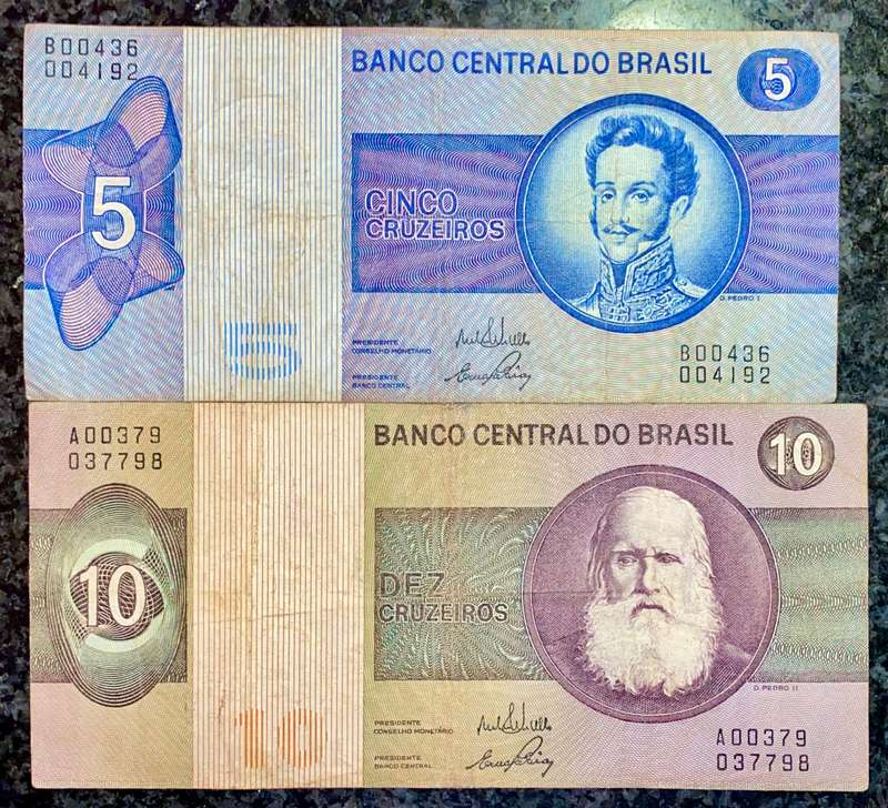 BRASIL SET 10 CRUZEIROS A & 5 CRUZEIROS (1 BID TAKES ALL)