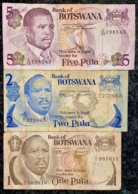 BOTSWANA SET 5 PULA - 2 PULA - 1 PULA  ND(1 BID TAKES ALL)