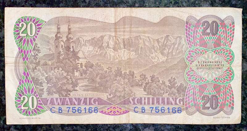 AUSTRIA 20 SHILLING 1956