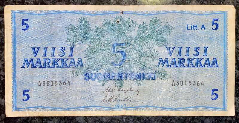 FINLAND 5 MARKKAA 1963