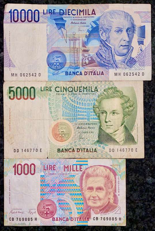 ITALY SET 10.000 LIRE - 5000 LIRE & 1000 LIRA  1984-1990(1 BID TAKES ALL)