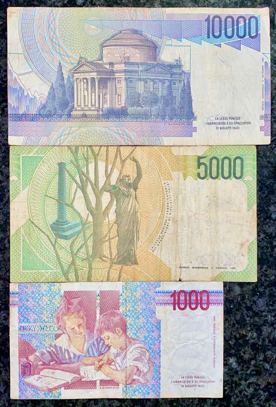 ITALY SET 10.000 LIRE - 5000 LIRE & 1000 LIRA  1984-1990(1 BID TAKES ALL)