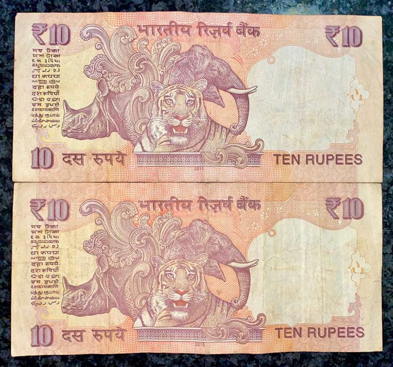 INDIA SET 10 RUPEE TWO DIFFERENT SIGNATURES MAHATMA GANDHI (1 BID TAKES ALL)
