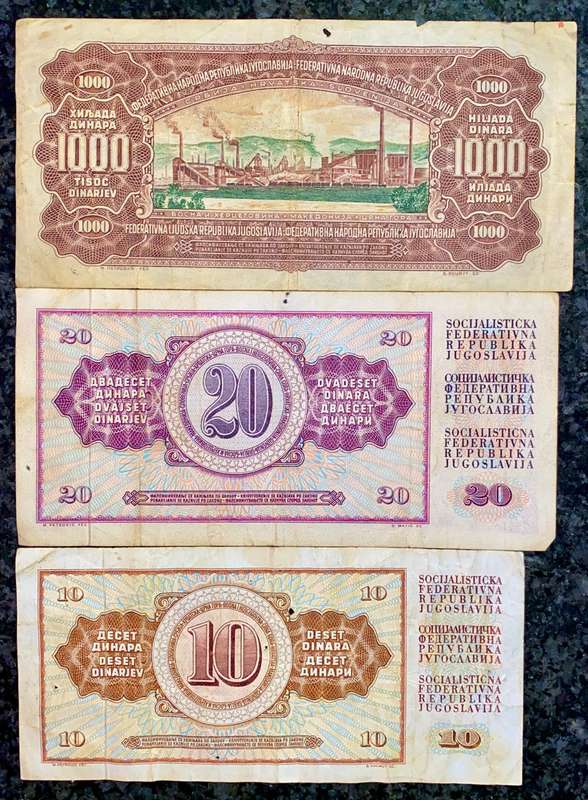 YUGOSLAVIA SET 100 DINARA TO 10 DINARA 1955-1978(1 BID TAKES ALL)