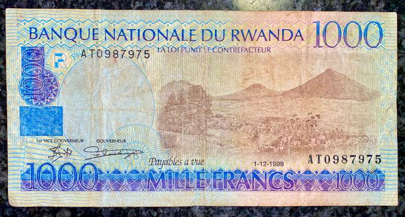 RWANDA 1000 FRANCS 1998