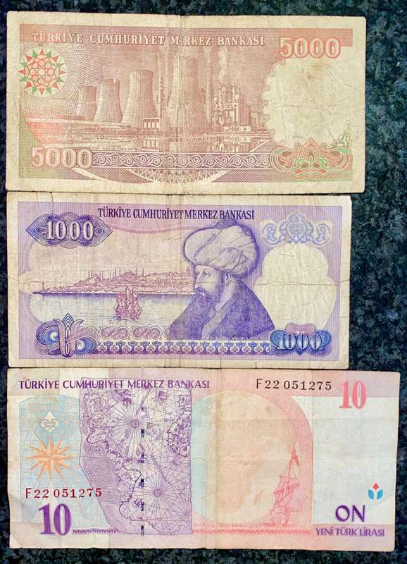 TURKEY SET 5000 LIRASI TO 10 LIRSAI 1970(1 BID TAKES ALL)
