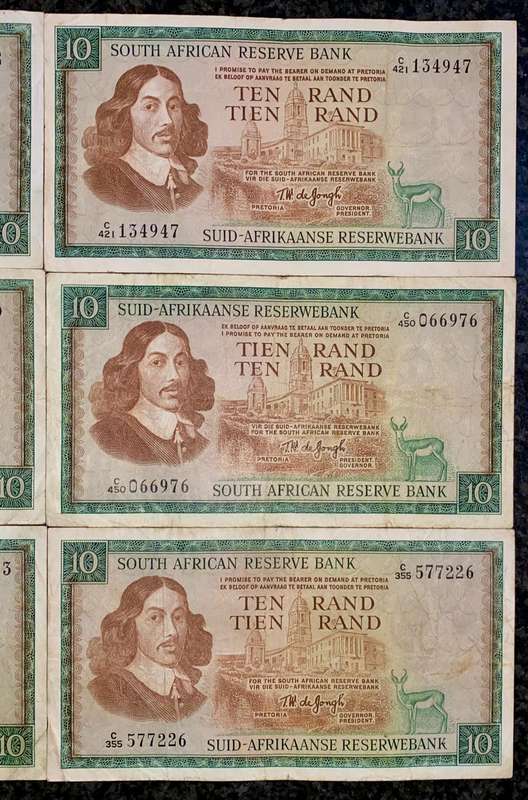 Tw De Jongh. R10 Van Riebeeck wtm 3rd issue 1975 (1 bid takes all)