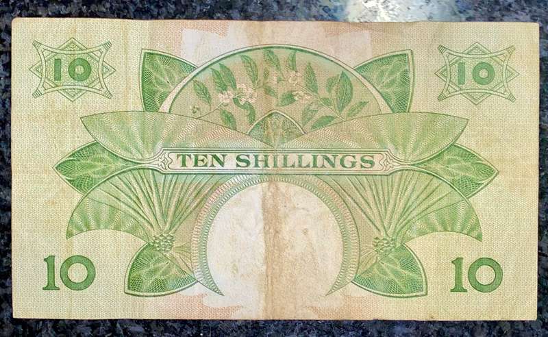 EAST AFRICA CURRENCY BOARD 10 SHILLING 1958/1960 ND WTM LION HEAD