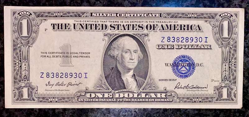 USA 1 dollar Silver Certificate 1935 blue seal