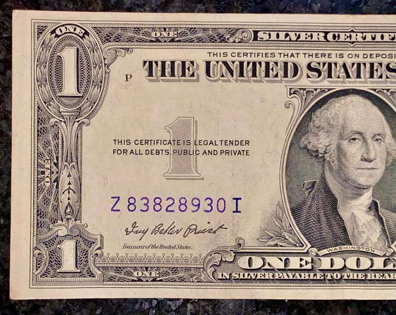 USA 1 dollar Silver Certificate 1935 blue seal