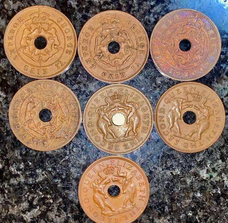 Rhodesia/Nyasaland & Southern Rhodesia set 1 penny 1942-1963(1 bid takes all)