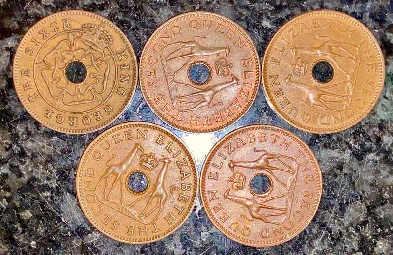 Rhodesia/Nyasaland & Southern Rhodesia set 1/2 penny 1952-1964(1 bid takes all)