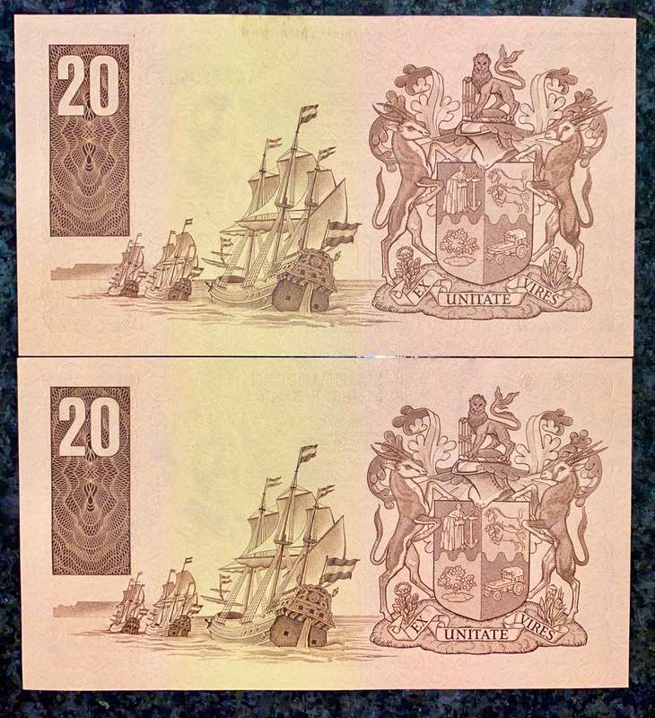 CL STALS R20AA CLOSE IN SEQ AA7210507 & 504 UNC E/A 1ST ISSUE 1990 (1 BID TAKES ALL)