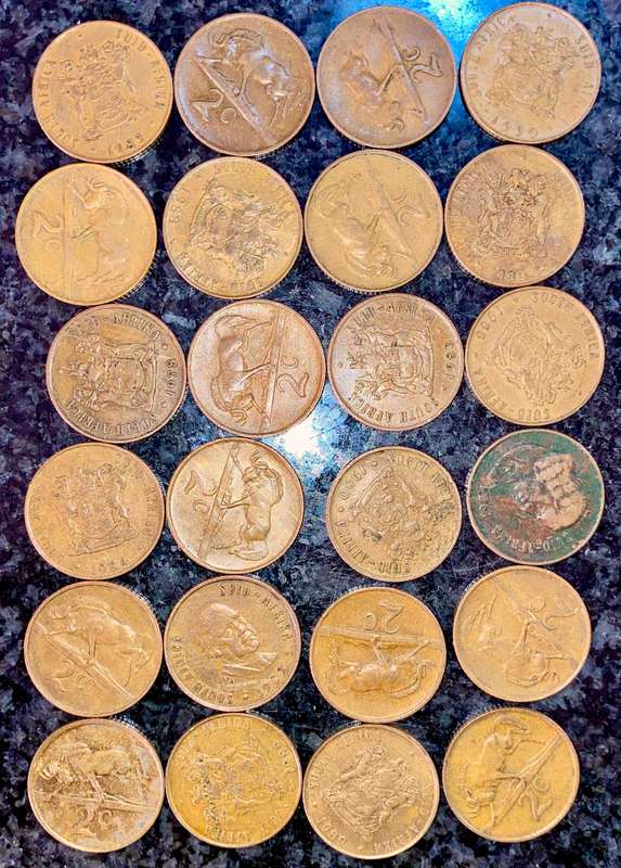 South Africa 2 cent Various dates 2nd decimals 1965-1989 (1 bid takes all)