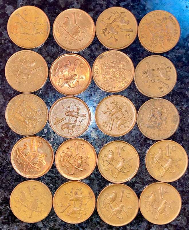 South Africa 1 cent Various dates 2nd decimals 1965-1989 (1 bid takes all)