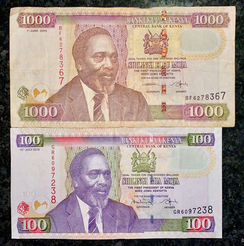 KENYA SET 1000 SHILLING 2005 & 100 SHILLINGI 2010(1 BID TAKES ALL)