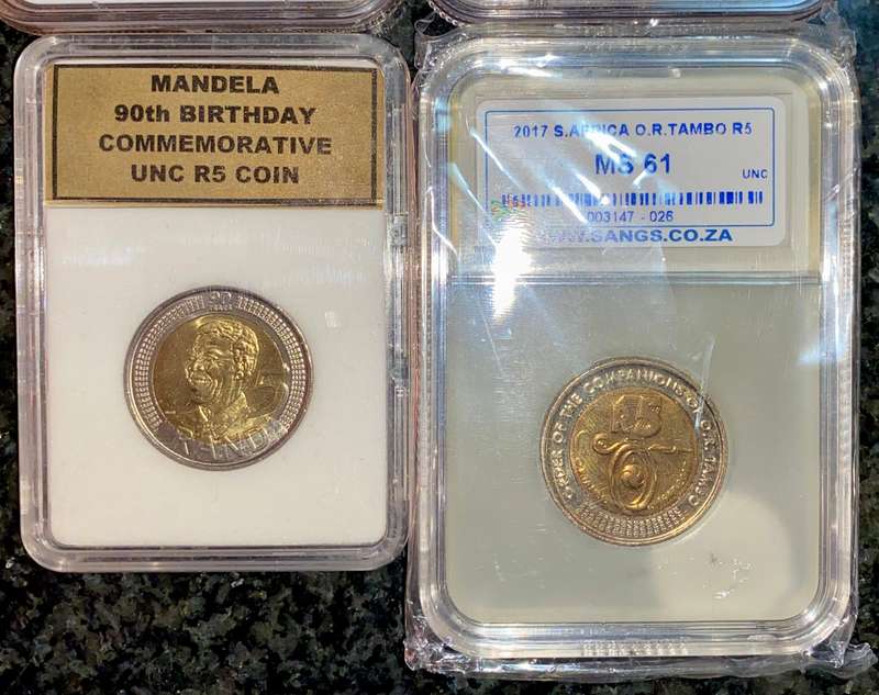 South Africa. Graded commemorative set R5 - 2000 - 2008 - 2011 - 2017 (1 bid takes all)