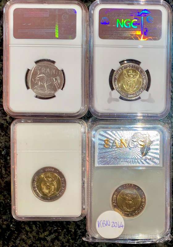 South Africa. Graded commemorative set R5 - 2000 - 2008 - 2011 - 2017 (1 bid takes all)