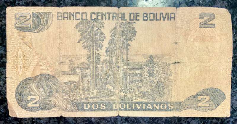 BOLIVIA 2 BOLIVIANOS 1986