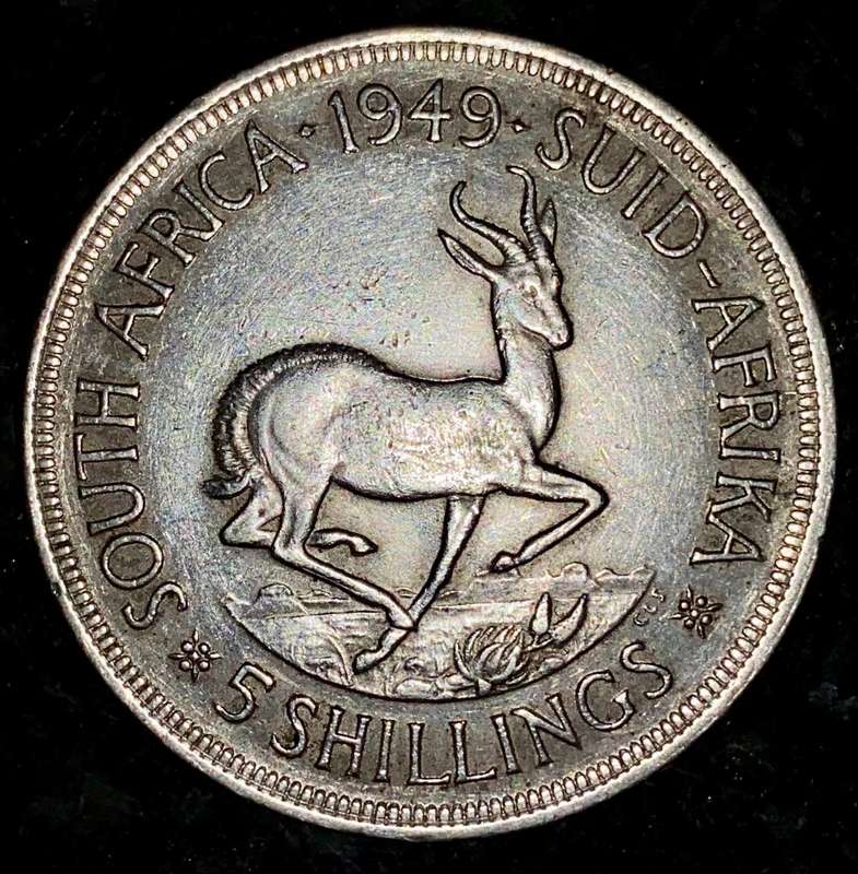 SA Union silver 5 shilling 1949