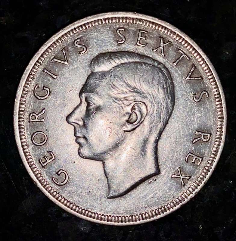 SA Union silver 5 shilling 1949