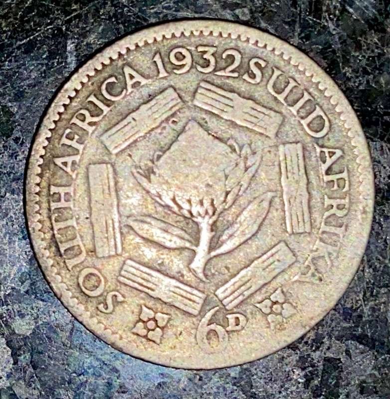 SA Union silver 6d sixpence 1932