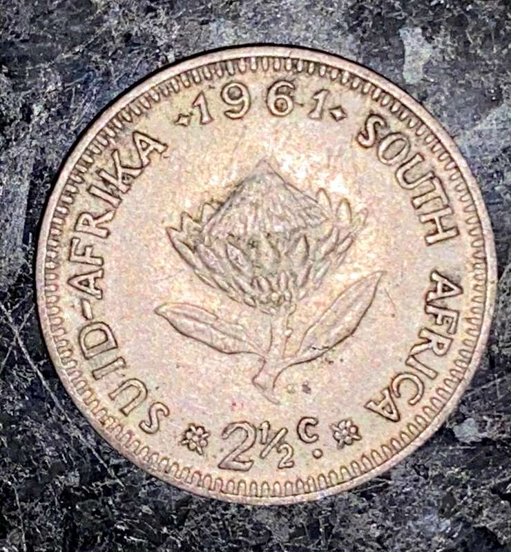 South Africa. Silver 2 1/2 cent 1961