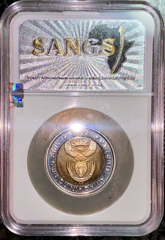 SOUTH AFRICA GRADED OOM PAUL MINTMARK R5 -- 2012 -- MINTAGE 1740 -- GRADED MS65 SANGS
