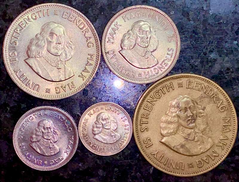 SOUTH AFRICA SILVER SET 20 CENT TO & 1 CENT 1961 -- VERY GOOD CONDITION(1 BID TAKES ALL)