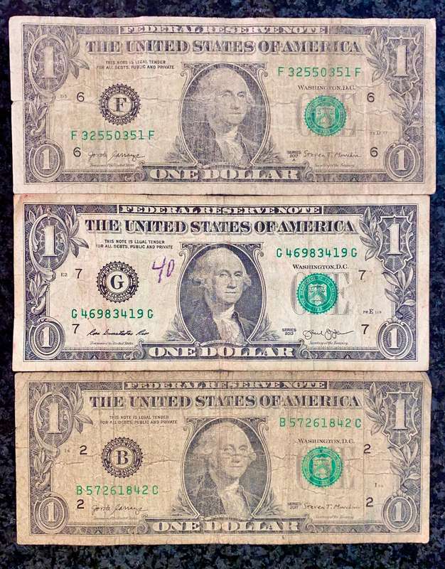 USA Set 1 dollar - B - F - G - Federal Reserves 2013-2017 (1 bid takes all)