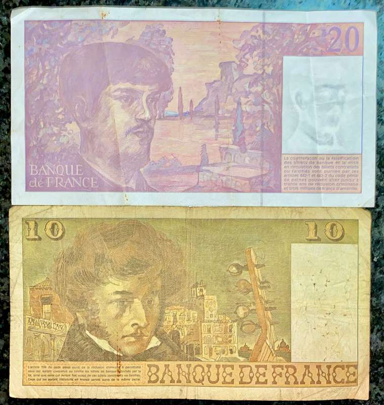 FRANCE SET 20 FRANCS 1995 & 10 FRANCS 1976(1 BID TAKES ALL)