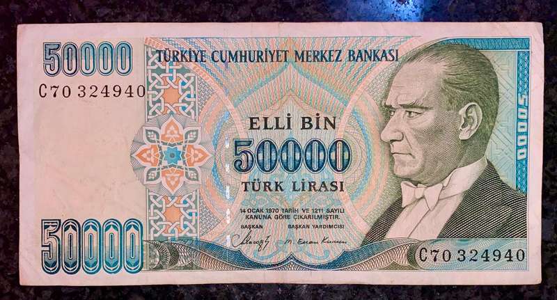 Turkey 50,000 lirasi 1970